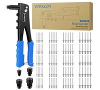VORXEON Pop Rivet Gun Set Heavy Duty Hand Riveter Rivnut Tool with 100Pcs Rivets 2.4mm 3.2mm 4.0mm 4.8mm for Furniture Car Trailer Boat