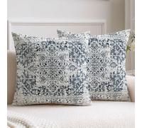 Vorysum Boho Cushion Cover 50x50 cm Set of 2 Abstract Oriental Vintage Pattern Cushion Cover Soft Material Couch Decorative Cushion Covers for Sofa Couch Bedroom (Blue and White Porcelain)