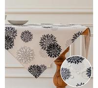 Vorysum Modern Waterproof Tablecloth Square Floral Table Runner Black Dahlias Seasonal Autumn Kitchen Decoration for Indoor, Holiday, Party, Wedding 85 x 85 cm