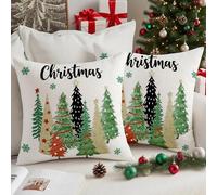 Vorysum set of 2 White Christmas Tree Cushion Cover 45x45 cm Velvet Winter Snowflake Decoration Throw Pillow Cover 18x18 Inches Christmas Decorative for Party Living Room Office Hotel