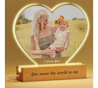 Voryusmer Customised Heart Night Light - Personalised Gifts for Women, Mother's Day, Birthday, Anniversary - Personalised Lamp with Photo & Text