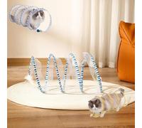 Voryzel Cat Tunnel, Voryzel Cat Tunnel Spring Toy, Self-Play Spiral Tunnels Toy with Hanging Feather, Foldable and Portable Cats Toys for Indoor Cats (Blue)