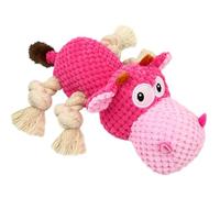 VORZOKISPL Squeaky Dog Toys for Large Dogs, Tough Dog Toys for puppy toy for Birthday, Chewing and Passing Time, Cow Pink