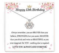 VOSAP 12th Birthday Gifts for Girls, Sterling Silver Crown Necklace
