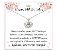 VOSAP 14th Birthday Gifts for Girls, Sterling Silver Crown Necklace