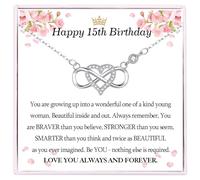 VOSAP 15th Birthday Gifts for Girls, Infinity Heart Necklace 15 Year Old Gifts for Girls, Unique 15th Birthday Presents for Daughter Granddaughter Niece Sister