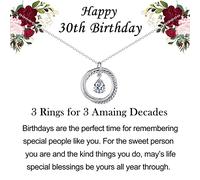VOSAP 30th Birthday Gifts for Women, Best Friend Birthday Gifts, Sterling Silver 3 Rings Necklace Jewellery 30th Birthday Gifts for Her Daughter Sister