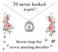 VOSAP 70th Birthday Gifts for Women, Best Friend Birthday Gifts, Sterling Silver 7 Rings Chain Necklace Jewellery 70th Birthday Gifts for Her Mum Sister Nana