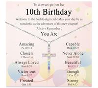 VOSAP Birthday Gifts for 10 Year old Girls, Colored Cubic Zirconia Cross Necklace, 10th Birthday Gifts for Girls Daughter Granddaughter Sister Niece
