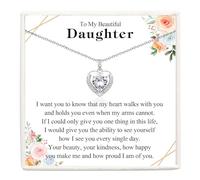 VOSAP Daughter Gifts, Heart Pendant Necklace Teenage Girls Gift, Daughter Christmas Graduation Birthday Gifts Stocking Fillers for Teenage Girls
