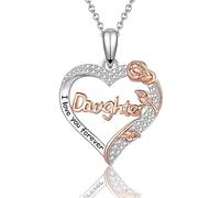 VOSAP Daughter Gifts, S925 Sterling Silver Rose Flower Daughter Necklace