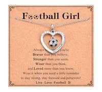 VOSAP Football Gifts for Girls, Football Necklace Heart Pendant Necklace Gifts for Girls, Sweet Christmas Birthday Graduation Presents for Daughter Granddaughter Sister Niece Friend