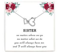 VOSAP Gifts for Mum Daughter Auntie Niece Grandma Granddaughter Sister | Sterling Silver Two Interlocking Hearts Necklace, Perfect Presents for Mothers Day Birthday Christmas