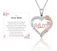 VOSAP Gifts for Mum, Mum Birthday Gifts Christmas Mothers Day Gifts, Rose Heart Necklace Mum Gift from Daughter Son