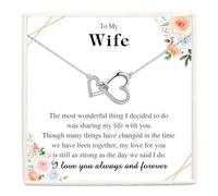 VOSAP Gifts For Wife - Two Interlocking Hearts Pendant Necklace From Husband, Christmas Birthday Valentine's Gift For Her