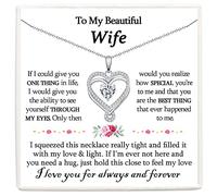 VOSAP Gifts for Wife, Wife Necklace S925 Sterling Silver Double Heart Pendant Necklace, Romantic Jewellery Presents for Anniversary Birthday Christmas Mothers Day Valentines Day