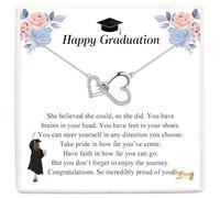 VOSAP Graduation Gifts for Her, Two Interlocking Hearts Necklace, Perfect Graduation Presents for Daughter Granddaughter Niece Friends