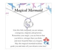 VOSAP Mermaid Gifts for Girls, Mermaid Necklace Heart Pendant Necklace Gifts for Girls, Sweet Christmas Birthday Graduation Presents for Daughter Granddaughter Sister Niece Friend