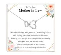 VOSAP Mother in Law Gifts, Two Interlocking Hearts Pendant Necklace for Mother in Law, Christmas Gifts Mothers Day Gifts Birthday Gifts for Women