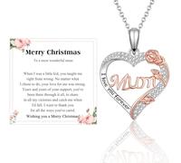 VOSAP Mum Christmas Gifts, Rose Heart Necklace Gift for Mother, Special Christmas Gifts for Mum from Daughter Son