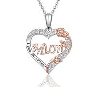 VOSAP Mum Gifts, S925 Sterling Silver Rose Flower Necklace Jewellery Present, Perfect Christmas Mother’s Day Birthday Gift for Mother from Daughter Son