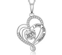 VOSAP Silver Necklace for Women, S925 Sterling Silver I Love You Forever Heart Pendant Necklaces Present, Jewellery Gifts for Her Wife Girlfriend Mum on Christmas Valentines Day Mothers Day Birthday