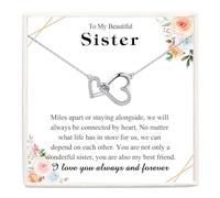 VOSAP Sister Gifts, Two Interlocking Hearts Pendant Necklace for Sister