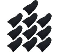 VOSAREA 10 Pcs Black Finger Sleeves for Phone Game with Breathable Nylon and Silver Fabric, Oil-proof Anti-slip Thumb Sleeve, Touch Feeling and Isolated Hand Sweat, Mobile Gaming Accessory
