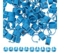VOSAREA 100pcs Lightweight Sturdy Plastic Numbered Bird Leg Bands for Pigeons and Doves, Blue Pigeon Foot Rings Suitable for Cockatiel and Canary Indoor Use