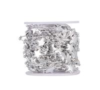 VOSAREA 10m Five-Pointed Star String Beads Chain Roll Silver Decorative Beads for Bridal Bouquet Accessories Wedding Christmas and Home Decor Craft Projects