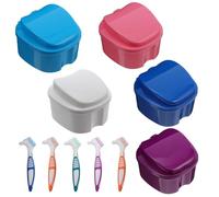 VOSAREA 10pcs Denture Boxes Storage Set Pp Material Assorted Colour Clean Storage Space Convenient Carrying Portable Denture Case for Travel Random Color