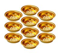 VOSAREA 10pcs Metal Incense Tray Charcoal Incense Trays Metal Tray for Incense Burner Incense Burner Mesh Replacement Incense Burner Screen Replacement Incense Burner Plate Golden Iron