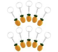 VOSAREA 10Pcs Pineapple Key Chain Pendant Set with Handmade Tassel Yellow Pineapple-Shaped Crystal Keyrings to Decorate Straw Bag or Handbag Fashionable Charm Accessories