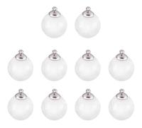 VOSAREA 10pcs Silver Ball Shaped Charms Set for DIY Craft and Necklace Making, Lightweight Plastic Fillable Charms for Christmas Snow Globes and Unique Jewellery Projects