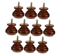 VOSAREA 10pcs Solid Wood Handle Vintage Drawer Knobs Wood Knobs for Dresser Drawers Round Wardrobe Door Handles Iron Brown