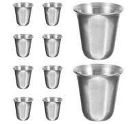 VOSAREA 10pcs Stainless Steel Communion Cups Set, Stackable Multi-Function Religious Metal Cups for Church Use, Portable Silver Communion Drinkware Suitable for Campfire and Travel