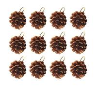VOSAREA 12 Pcs Christmas Pine Cones Ornament Pine Cones With String Pendant Crafts for Christmas Hanging Decoration