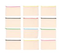 VOSAREA 12pcs Canvas Makeup Pouches with Zipper, Multipurpose Cosmetic Bags and Pen Pouches for Handbag and Bridesmaids, Assorted Colour, Simple Blank Canvas Design Random Color