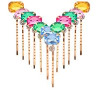 VOSAREA 12pcs Colorful Rhinestone Hair Clips for Women, Decorative Alloy and Acrylic Bobby Pins, Small Size 2.44x0.63x0.39in, for Proms and Daily Styling