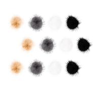 VOSAREA 12pcs Detachable Nail Fluffy Pom Pom Balls Manicure Decorations Set with Black, Grey, White, Beige - Soft 3d Fur Balls for Nail Art DIY Accessories