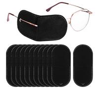 VOSAREA 12pcs Large Black Reusable Eye Patches for Adults and Non-Woven Fabric Glasses Eye Patches for Right and Left Suitable for Amblyopia and Vision Therapy