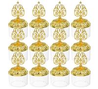 VOSAREA 12pcs Reusable Plastic Wedding Candy Boxes for Storage and Display, Delicate Golden Candy Containers Not Easy to Deform, Small Favor Boxes for Party or Festive Atmosphere