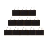 VOSAREA 12pcs Wood Blackboard Plaque Double Side Chalkboard Sign 16x12cm Wood Material Jute Twine Classic Style for Crafts and Dinner Party Mark Places Leave Messages