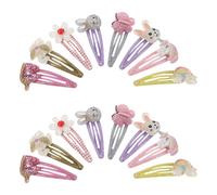 VOSAREA 16pcs Hair Accessories Set Unicorn Rabbit Rainbow Flower Hair Clips Metal Snap Barrettes Non-slip for Birthday Party