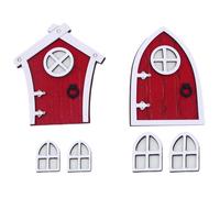 VOSAREA 2 Sets Miniature Fairy Door Model Wooden Luminous Red Decoration