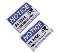 VOSAREA 2pcs 24h Monitored Adhesive Warning Stickers Non-reflective Video Surveillance Security Camera Signs for Indoor and Outdoor Safety