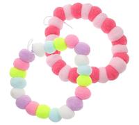 VOSAREA 2pcs Assorted Colour Plush Ball Pet Collar Set Lightweight Design with Elastic Rope Easy to Wash Stylish and Sweet Necklace for Outdoor Walking and Social Random Color