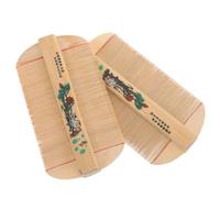 VOSAREA 2pcs Bamboo Double-sided Comb for Hair Care and Pets Grooming, Anti-static and Easy to Carry Dense Tooth Comb Suitable for Home Use