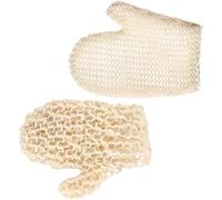 VOSAREA 2pcs Beige Whole Sisal Hemp Shower Mitts Exfoliating Gloves for Bathing, Create Rich Thick Foams and Fully Absorb Body Wash, Multi-Purpose Skin Scrubbing Mitts for Adult Unisex Use