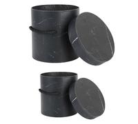 VOSAREA 2Pcs Black Round Flower Buckets Set Portable Flower Storage Containers with Handles for Bouquet Packaging and Presentation